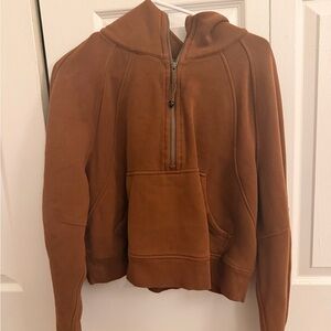 Brown scuba Half-Zip Hoodie